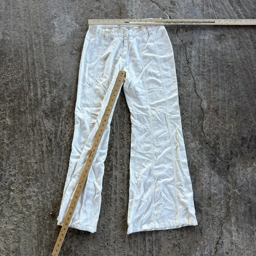 Brandy Melville White Cotton Flared Parachute Bootcut 28x30 White 00s